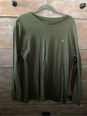 Polo by Ralph Lauren long sleeve olive green crew neck shirt. XL